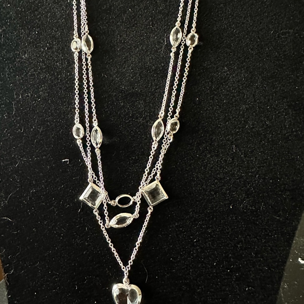 Park Lane Silver Necklace with Clear Accents